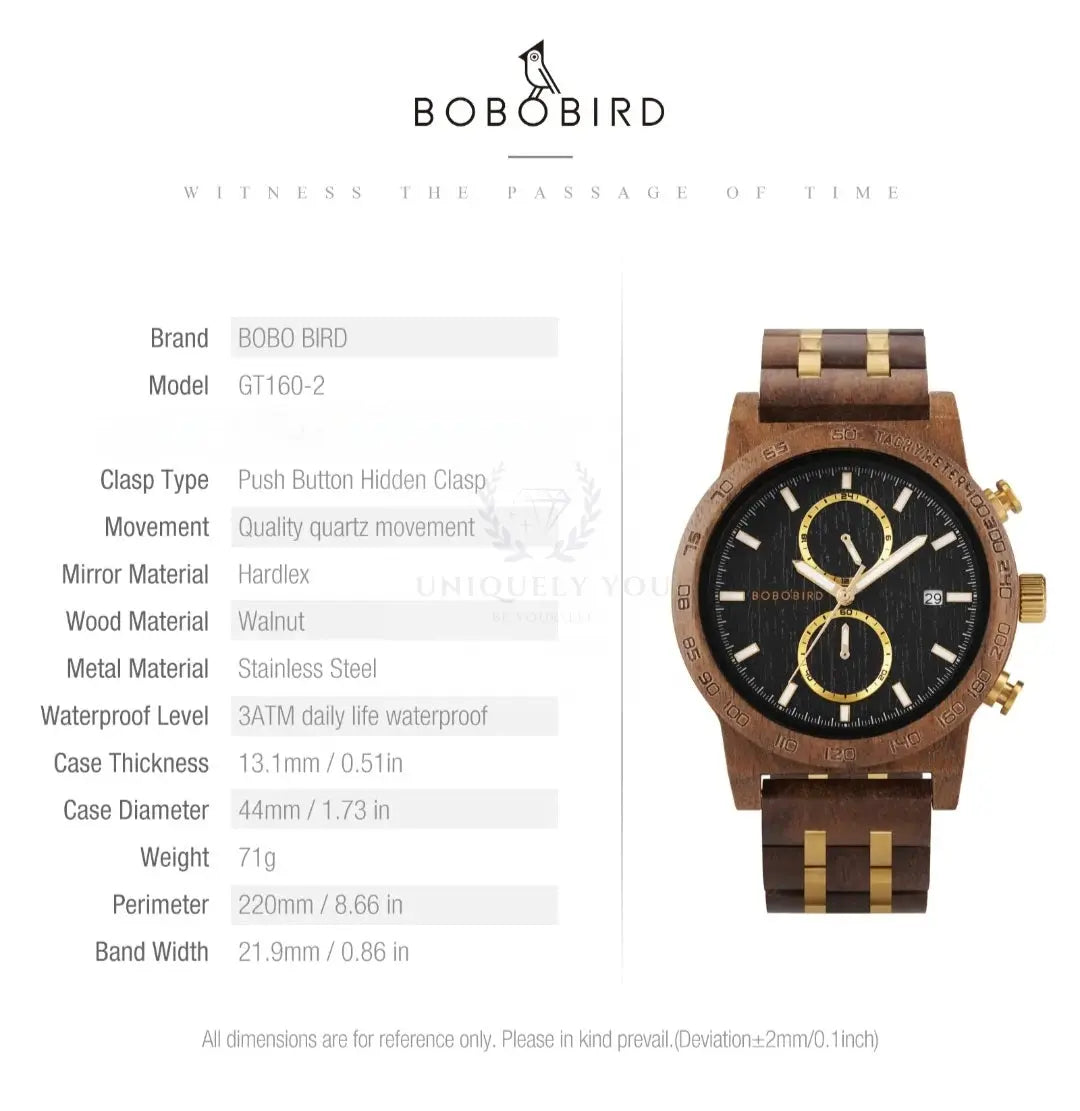 BOBO BIRD GT160 Chronograph Watch  Uniquely You Online