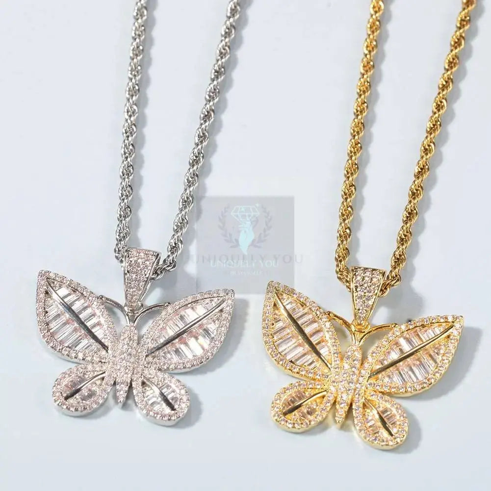 Baguette Butterfly Pendant and Necklace - Uniquely You Online