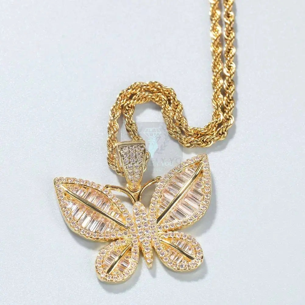 Baguette Butterfly Pendant and Necklace - Uniquely You Online