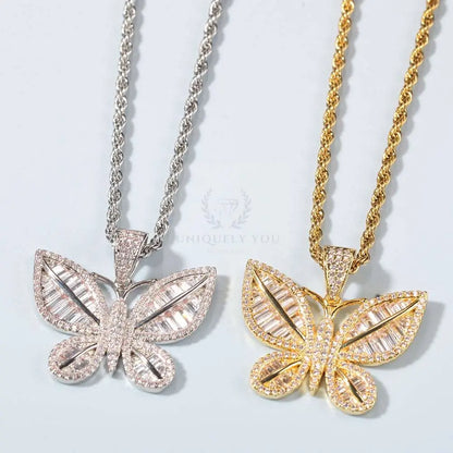 Baguette Butterfly Pendant and Necklace - Uniquely You Online