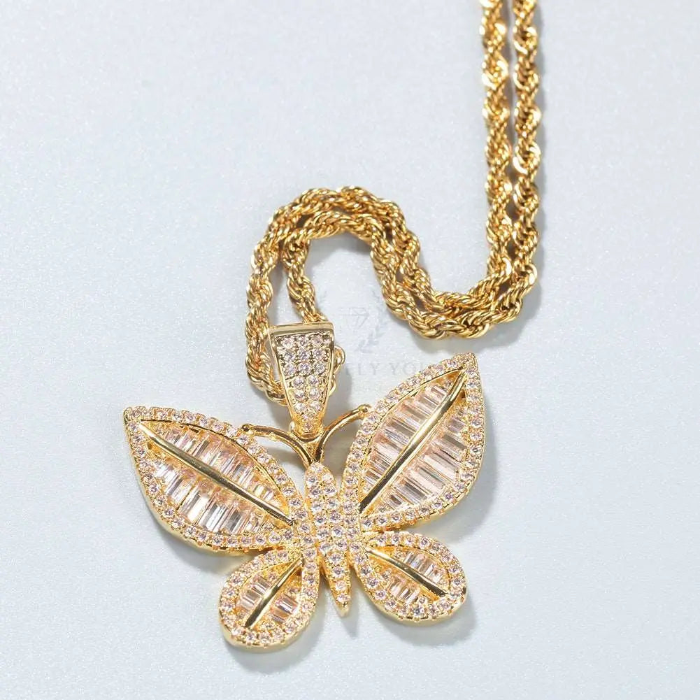 Baguette Butterfly Pendant and Necklace - Uniquely You Online