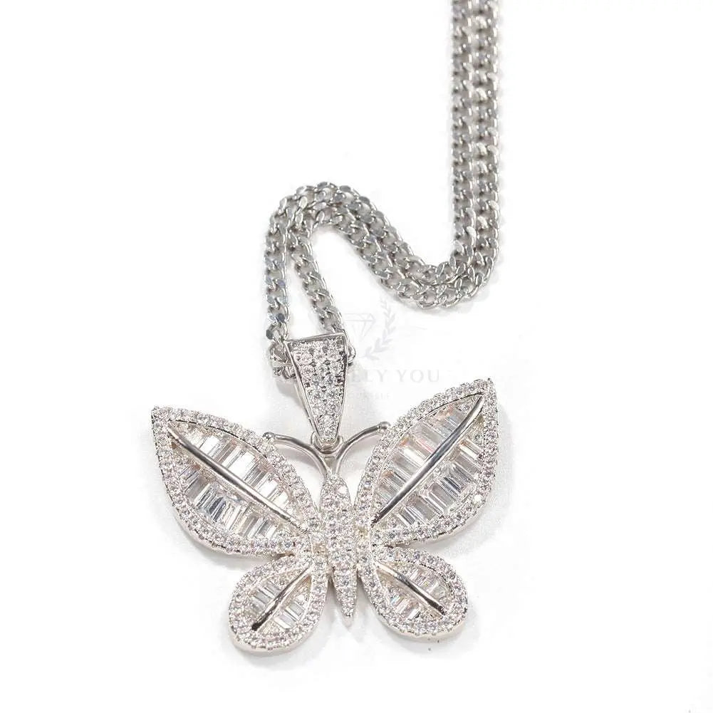 Baguette Butterfly Pendant and Necklace - Uniquely You Online