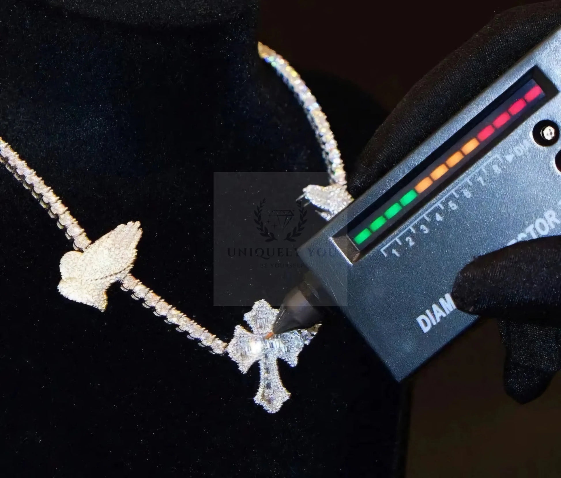 Baguette VVS Moissanite Cross Pray Tennis Chain  Uniquely You Online