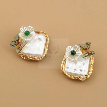 Baroque Pearl Butterfly Earrings