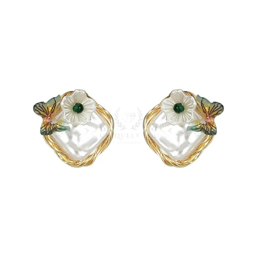 Baroque Pearl Butterfly Earrings