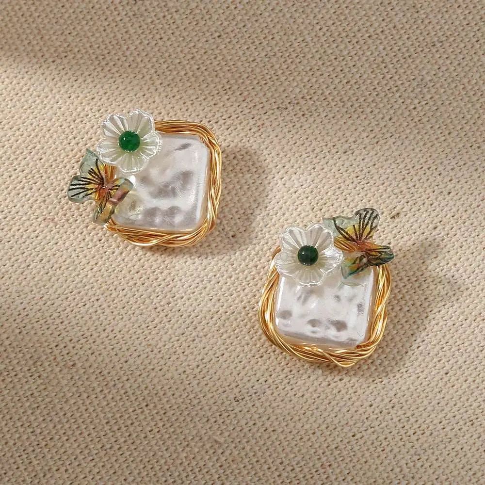 Baroque Pearl Butterfly Earrings