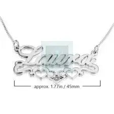 Birthstone Name Necklace with Hearts - Uniquely You Online