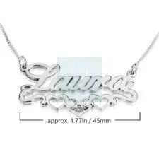 Birthstone Name Necklace with Hearts - Uniquely You Online