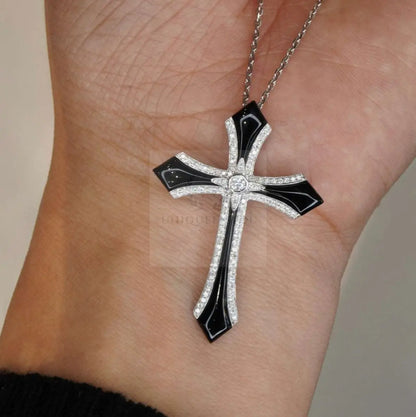 Black Onyx Diamond Cross Pendant - Uniquely You Online