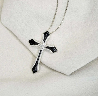 Black Onyx Diamond Cross Pendant - Uniquely You Online