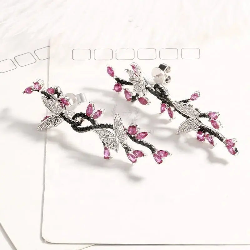 Black Spinel Butterfly Earrings