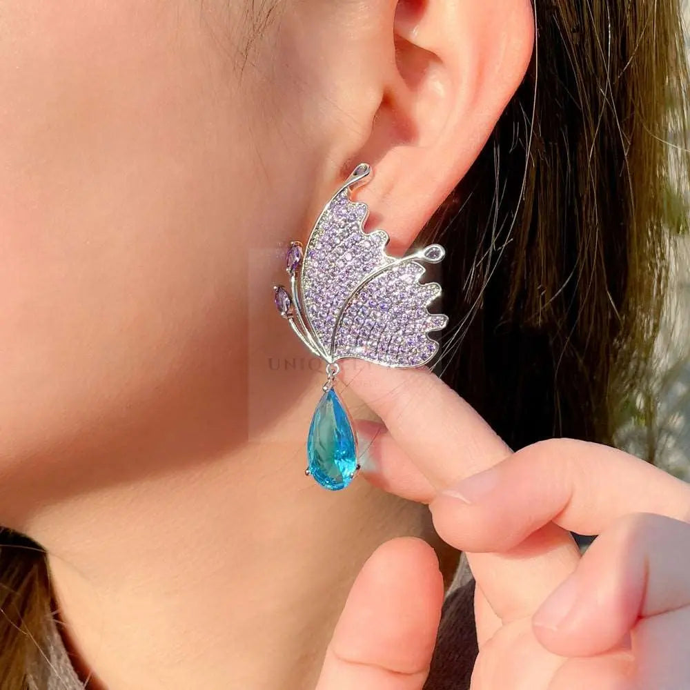 Purple/Blue Butterfly Wing Earrings