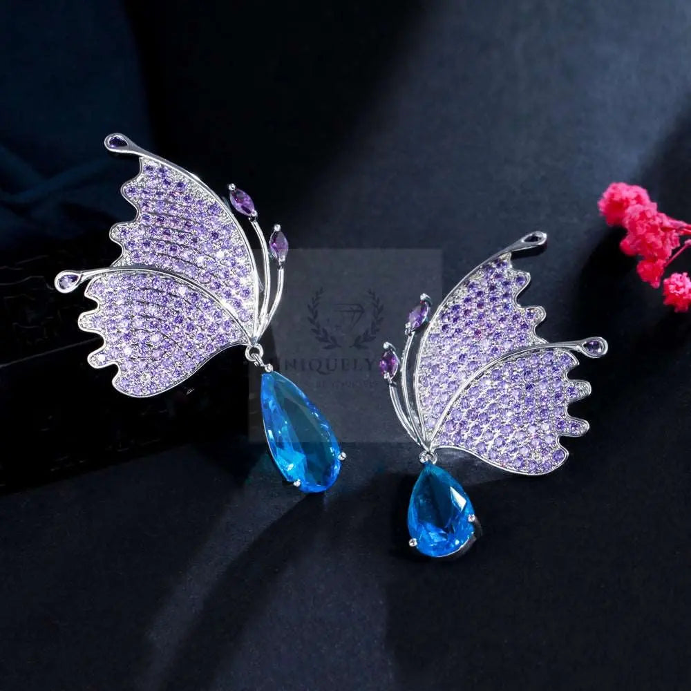 Purple/Blue Butterfly Wing Earrings