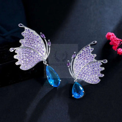 Purple/Blue Butterfly Wing Earrings - Uniquely You Online