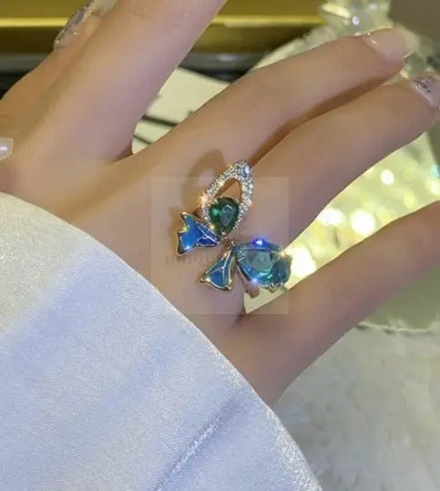 Blue Crystal Butterfly Ring - Uniquely You Online