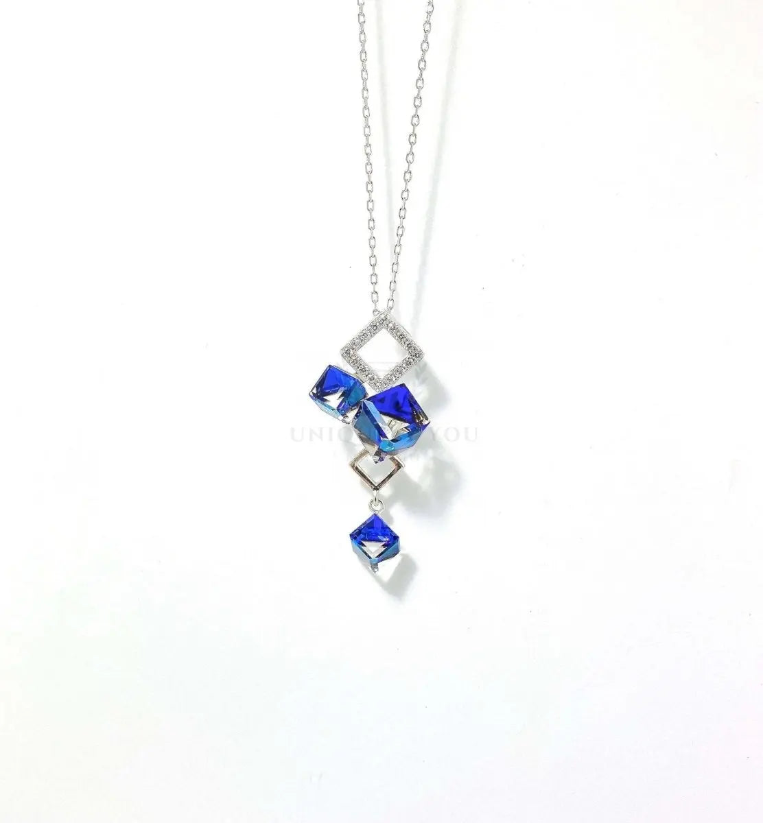 Blue Crystal Geometric Necklace - Uniquely You Online