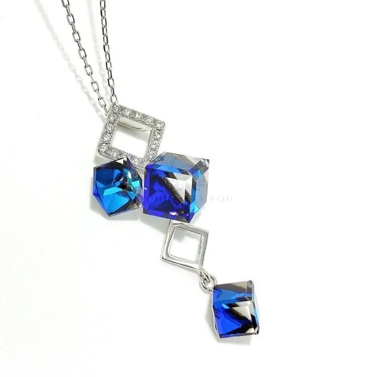 Blue Crystal Geometric Necklace - Uniquely You Online