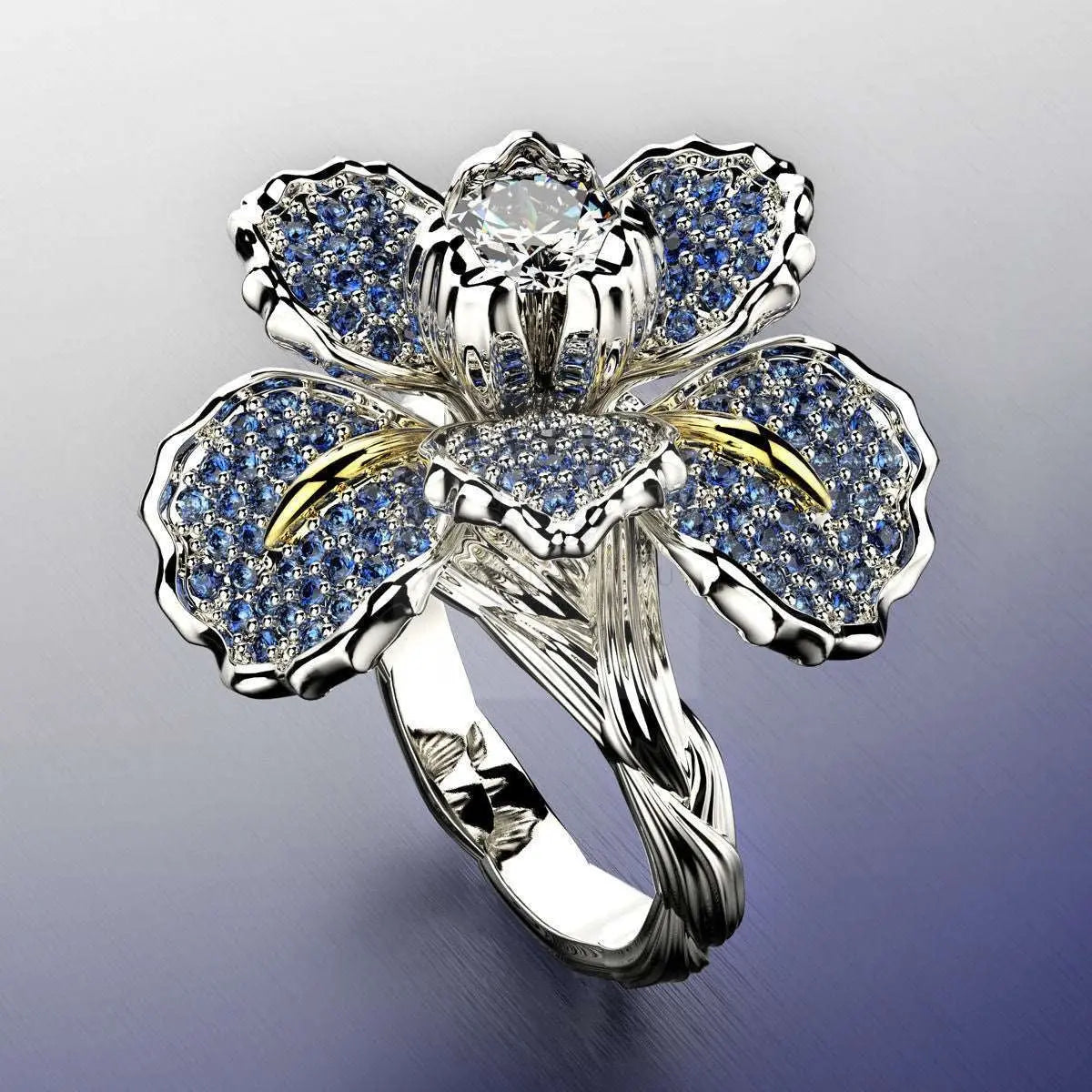 Blue Flower Woven Ring