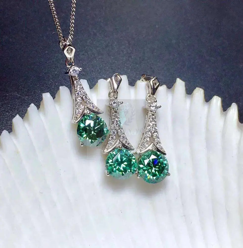 Blue Green Tower Jewelry Necklace and Earrings - Uniquely You Online