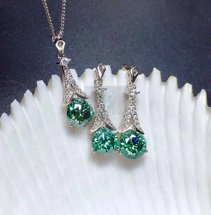 Blue Green Tower Jewelry Necklace and Earrings - Uniquely You Online