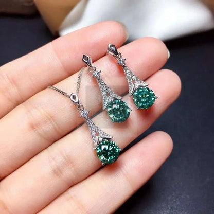 Blue Green Tower Jewelry Necklace and Earrings - Uniquely You Online