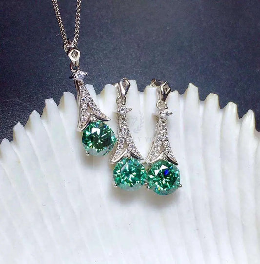 Blue Green Tower Jewelry Necklace and Earrings - Uniquely You Online