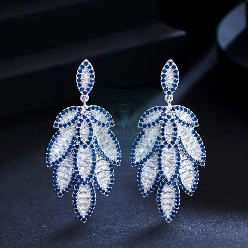 Blue Leaf Dangle Earrings - Uniquely You Online