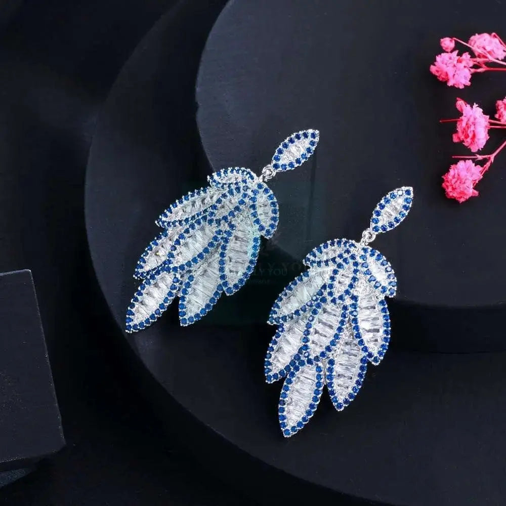 Blue Leaf Dangle Earrings - Uniquely You Online