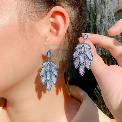 Blue Leaf Dangle Earrings - Uniquely You Online