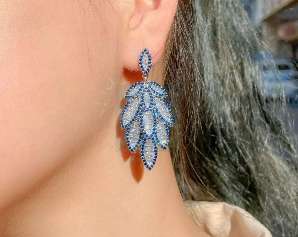 Blue Leaf Dangle Earrings - Uniquely You Online