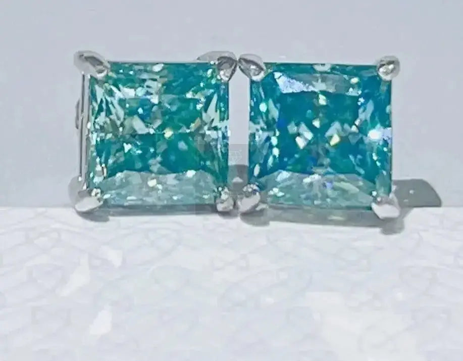 Blue Moissanite Stud Earrings (Screw Back) - Uniquely You Online