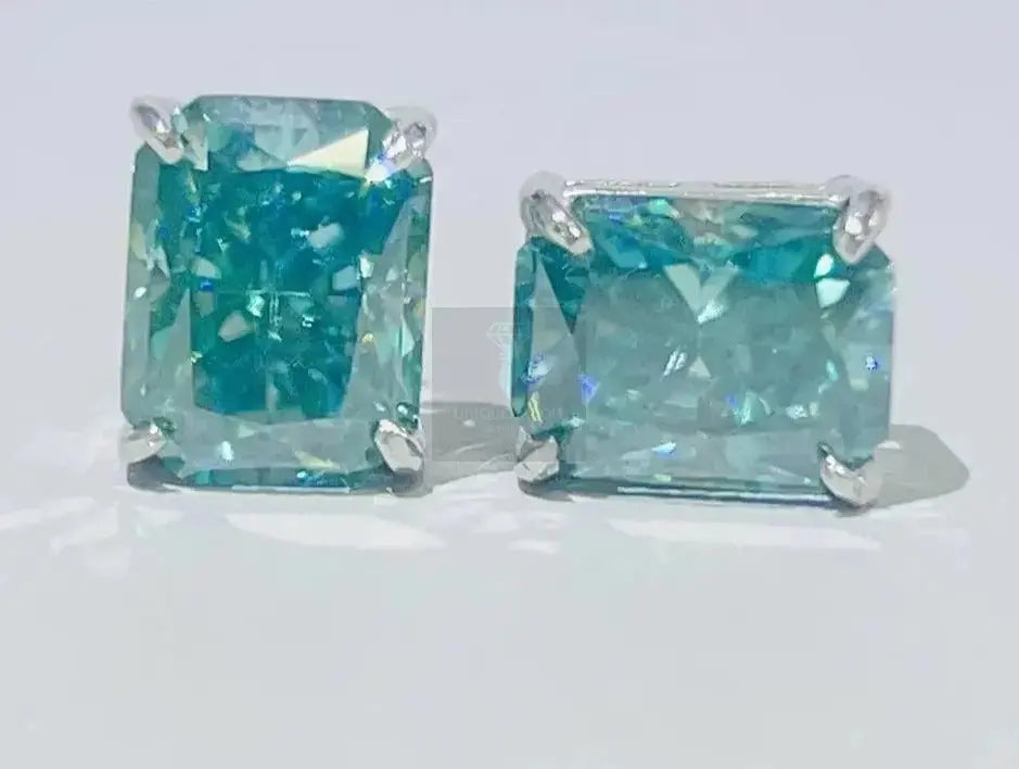 Blue Moissanite Stud Earrings (Screw Back) - Uniquely You Online