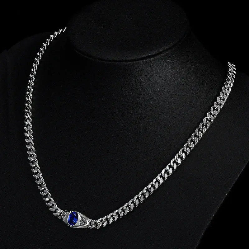 Blue Tanzanite Evil Eye Cuban Link Chain - Uniquely You Online