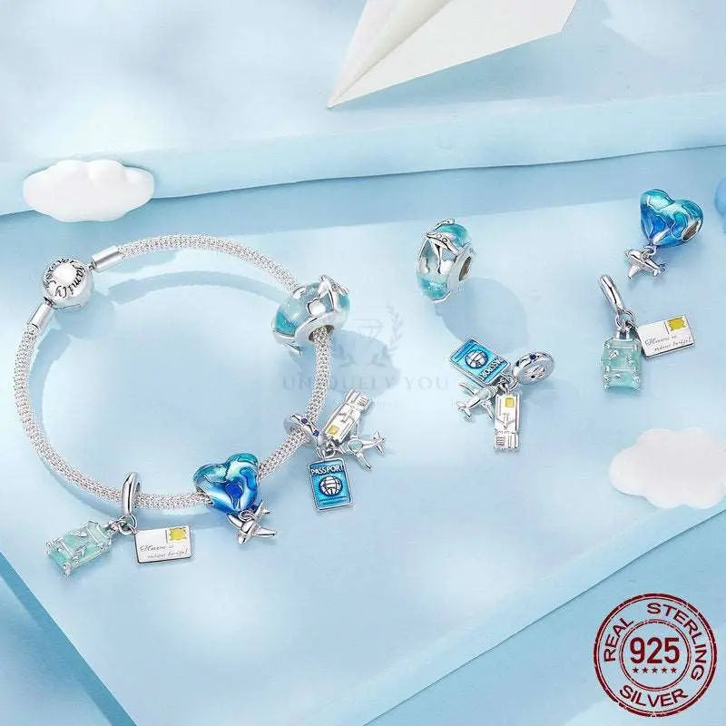 Blue Travel Enamel Charms - Uniquely You Online