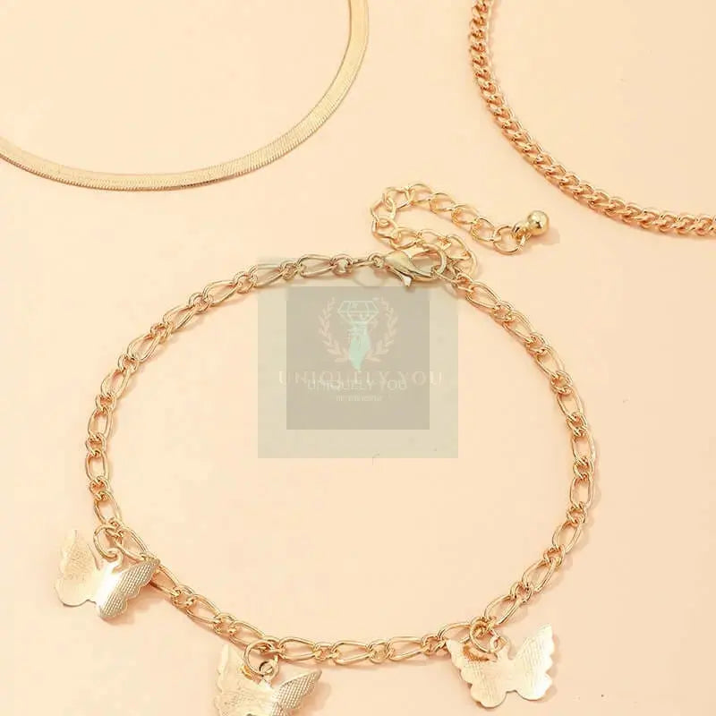 Bohemian Butterfly Chain Anklet Set - Uniquely You Online