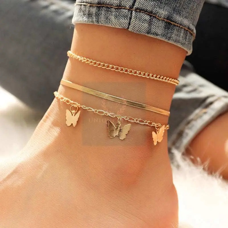 Bohemian Butterfly Chain Anklet Set - Uniquely You Online