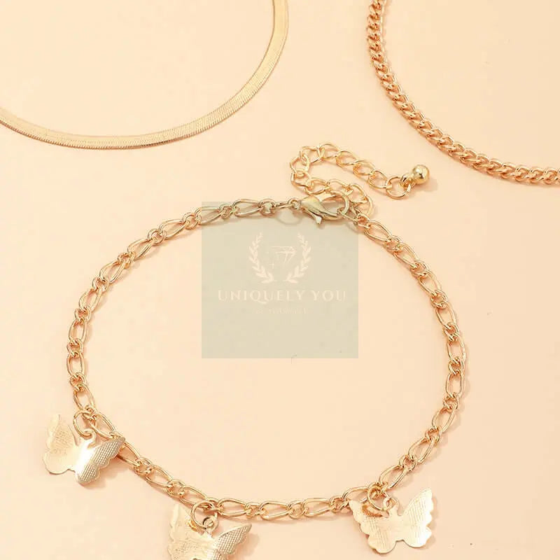 Bohemian Butterfly Chain Anklet Set - Uniquely You Online