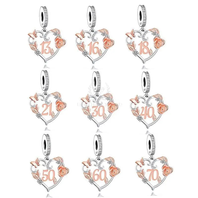 Butterfly Rose Number Charms - Uniquely You Online