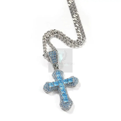 CZ Colored Cross Pendant with Chain - Uniquely You Online