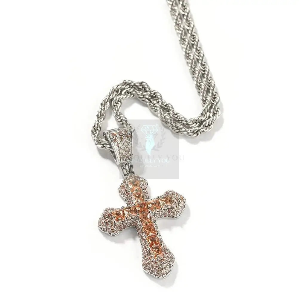 CZ Colored Cross Pendant with Chain - Uniquely You Online