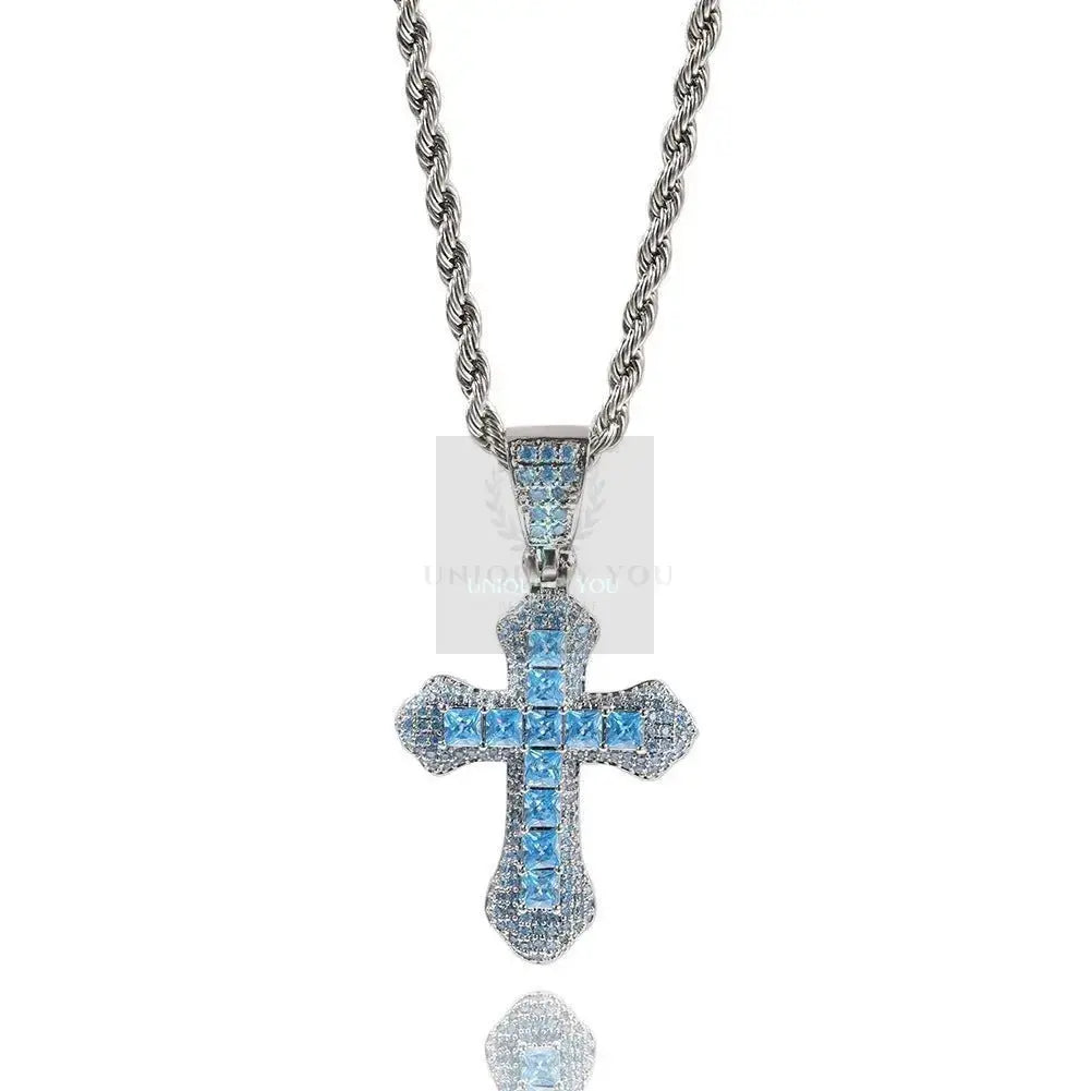 CZ Colored Cross Pendant with Chain - Uniquely You Online