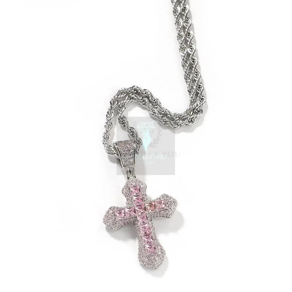 CZ Colored Cross Pendant with Chain - Uniquely You Online