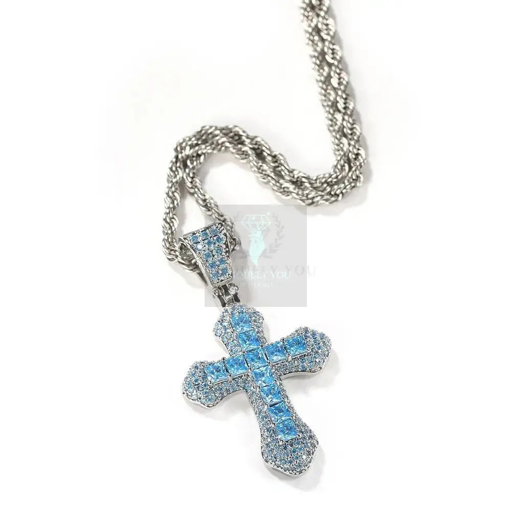 CZ Colored Cross Pendant with Chain - Uniquely You Online