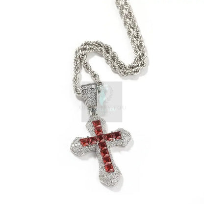 CZ Colored Cross Pendant with Chain - Uniquely You Online