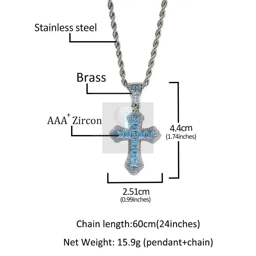 CZ Colored Cross Pendant with Chain - Uniquely You Online