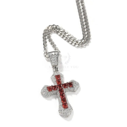 CZ Colored Cross Pendant with Chain - Uniquely You Online