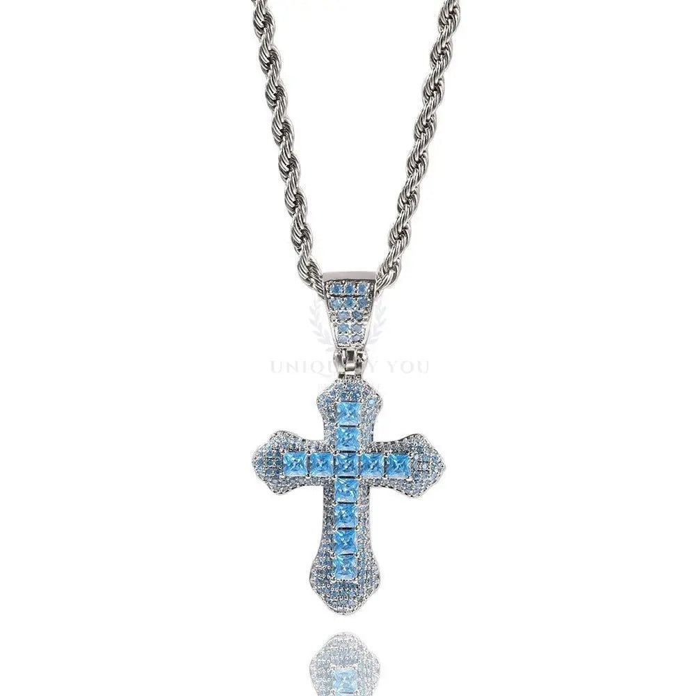 CZ Colored Cross Pendant with Chain - Uniquely You Online