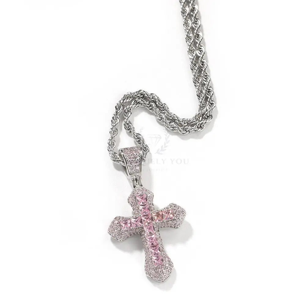 CZ Colored Cross Pendant with Chain - Uniquely You Online