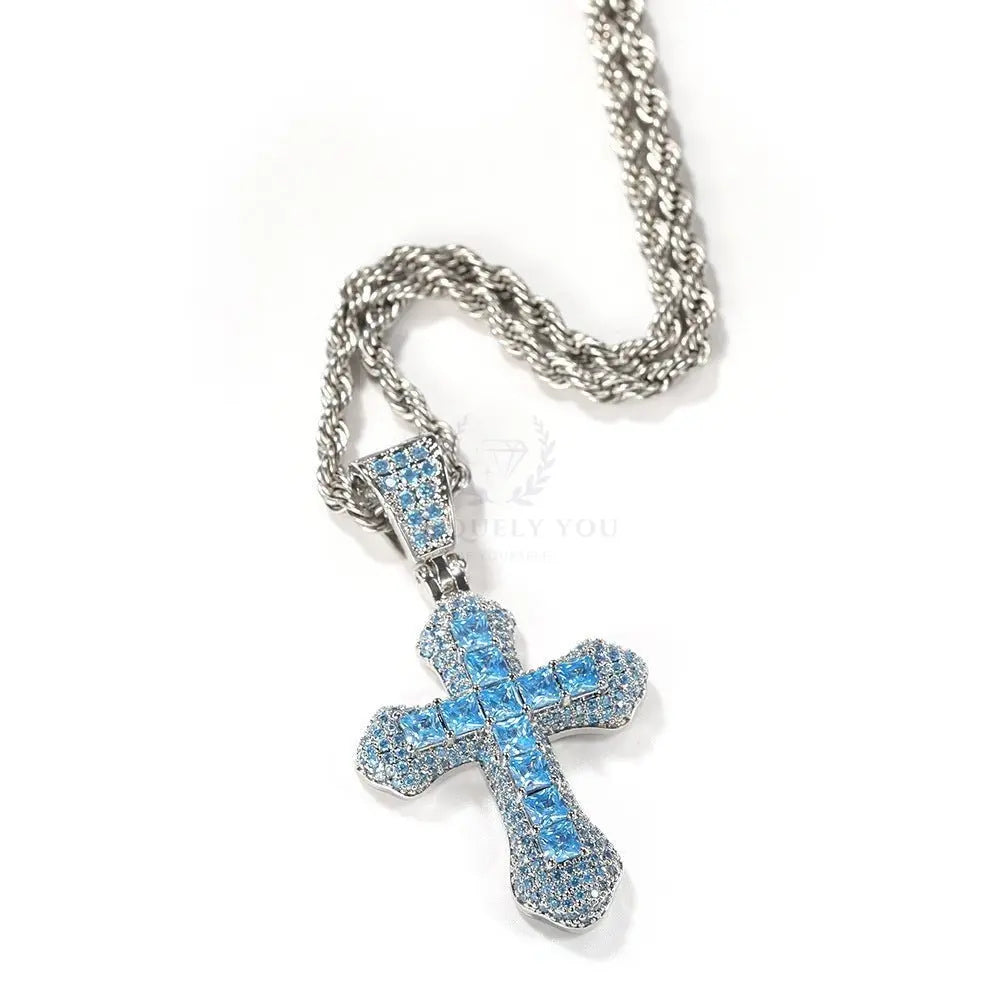 CZ Colored Cross Pendant with Chain - Uniquely You Online