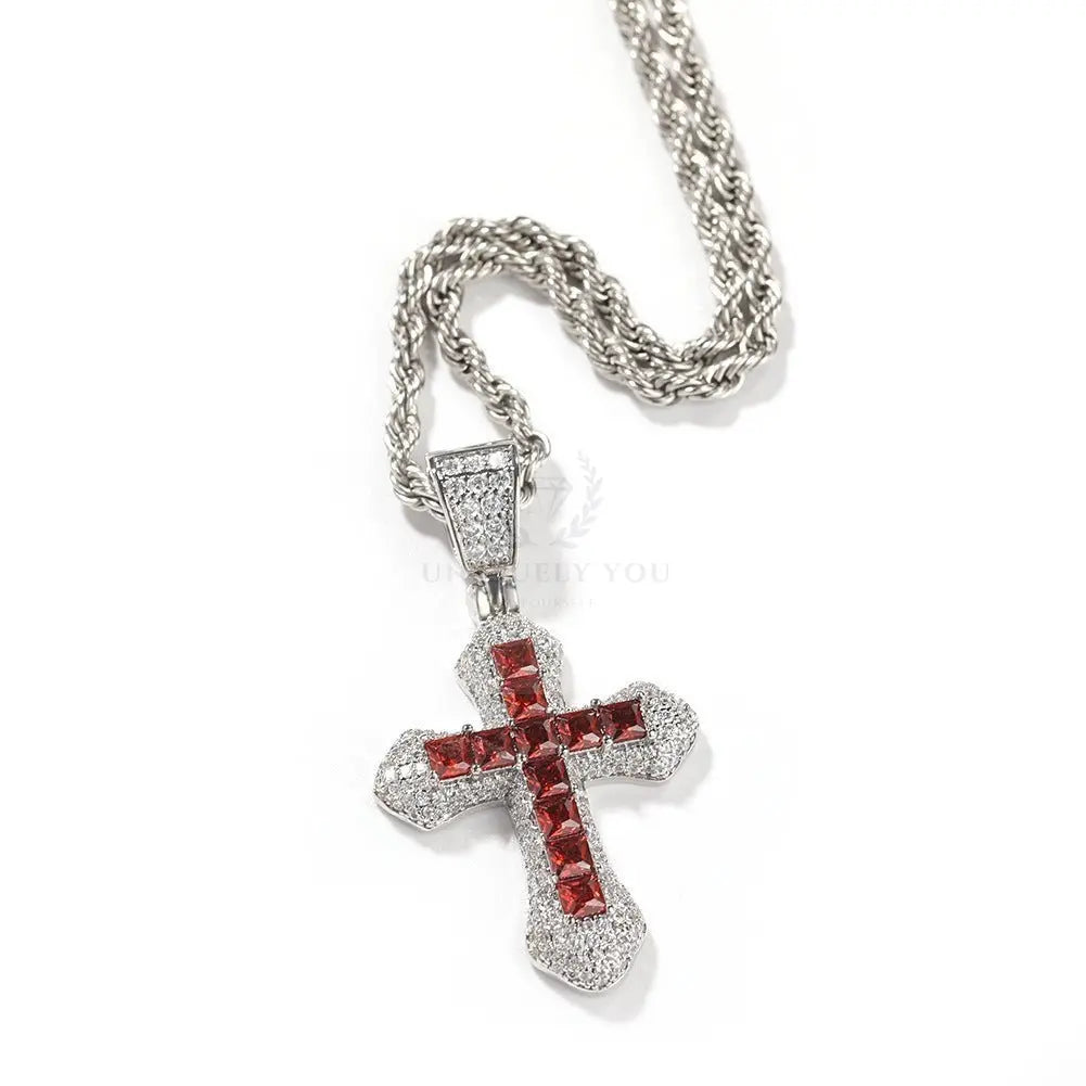 CZ Colored Cross Pendant with Chain - Uniquely You Online